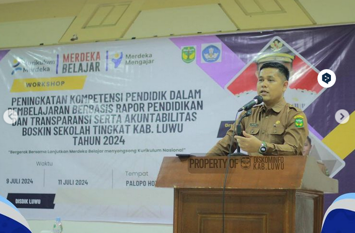 Workshop Peningkatan Kompetensi Pendidik dalam Pembelajaran Berbasis Raport Pendidikan dan Transparansi serta Akuntabilitas Boskin Sekolah Kabupaten Luwu Tahun 2024.